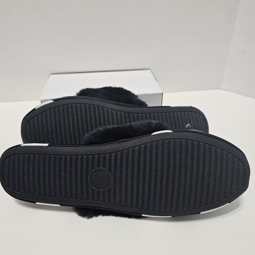 Victoria's Secret Black And White Polka Dot Slippers Sz S - Picture 4 of 6